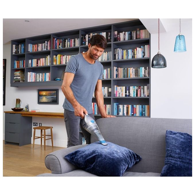 Black+Decker NVC215WA-Q Dustbuster Aspirabriciole Capacita' 0,385 L Tecnologia Litio 7,2 V 10,8 Wh con Accessori Argento-Blu