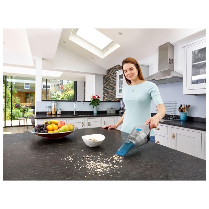 Black+Decker NVC215WA-Q Dustbuster Aspirabriciole Capacita' 0,385 L Tecnologia Litio 7,2 V 10,8 Wh con Accessori Argento-Blu