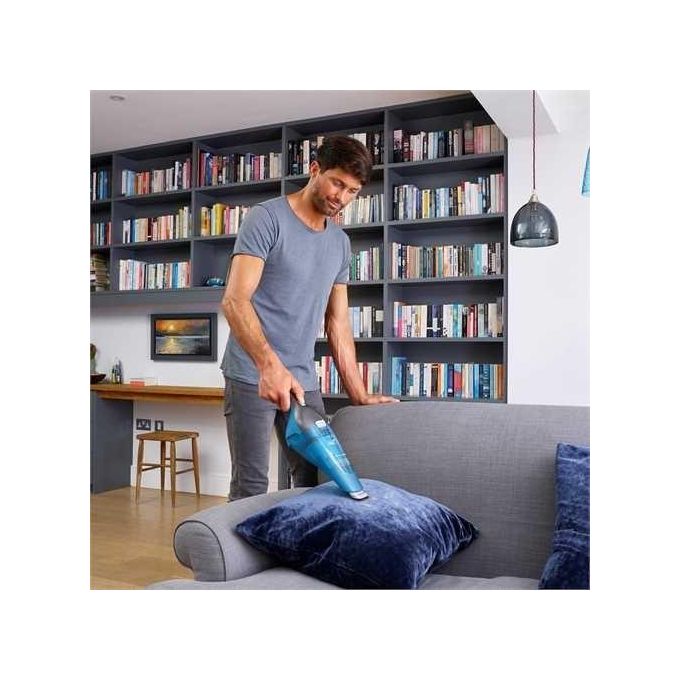 Black+Decker WDC215WAQW Aspirabriciole Ricaricabile Solidi e Liquidi Capacita' 0,37 L Autonomia 8 minuti Tecnologia Litio 10,8 Wh Deep Ocean Blue