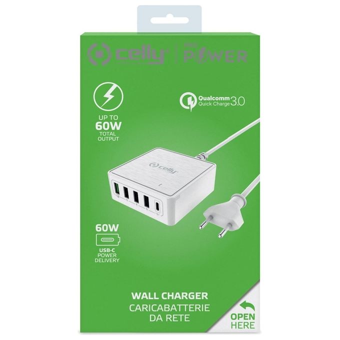 Celly Powerstation Usb-C 60W Bianco