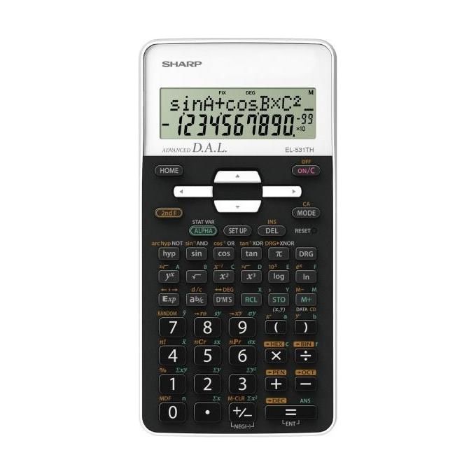 Sharp El531thbwh Calcolatrice Scientifica 2 Righe x 12 Caratteri 10 Cifre 2 Esponenti  Bianca