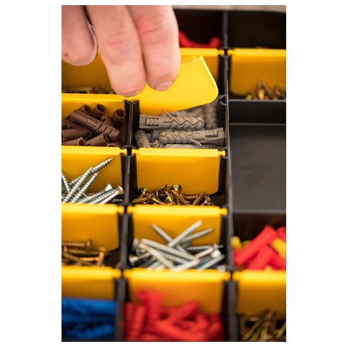 Stanley Organizer Basic line 27,2x18,9x4,6cm 17 Comparti in Polipropilene con Coperchio Trasparente