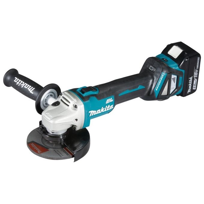 Makita DGA511RTJ Smerigliatrice angolare 12,5 cm Motore senza spazzole 8500 rpm Batteria 18 V colore Nero Blu Argento