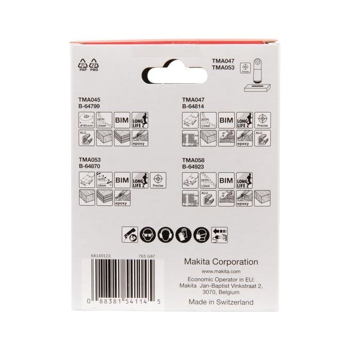 Makita B-67480 Set di Lame per Multitool Starlock 4 Pezzi Bimetalliche per Legno Metallo Cartongesso Laminato Resina Epossidica colore Nero
