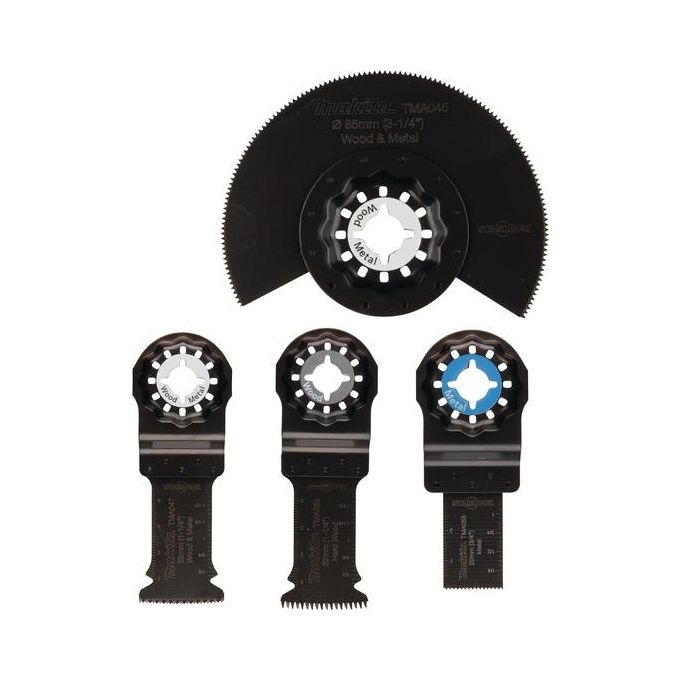 Makita B-67480 Set di Lame per Multitool Starlock 4 Pezzi Bimetalliche per Legno Metallo Cartongesso Laminato Resina Epossidica colore Nero