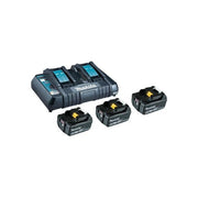 Makita 198458-6 Power Source Kit 3 batterie 18 V 5,0 Ah e caricabatterie doppio rapido DC18RD colore Nero