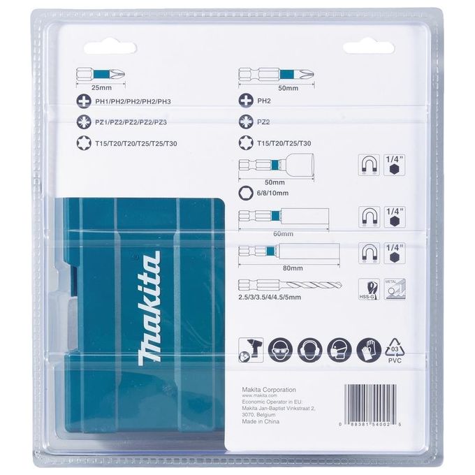 Makita B-66896 Impact Nero Set Punte per Trapano