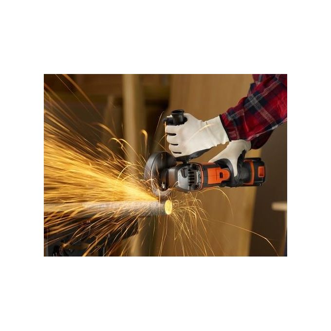 Black+Decker  BCG720N-XJ Smerigliatrice Angolare a Batteria 125-115mm Set base senza batteria e caricabatteria