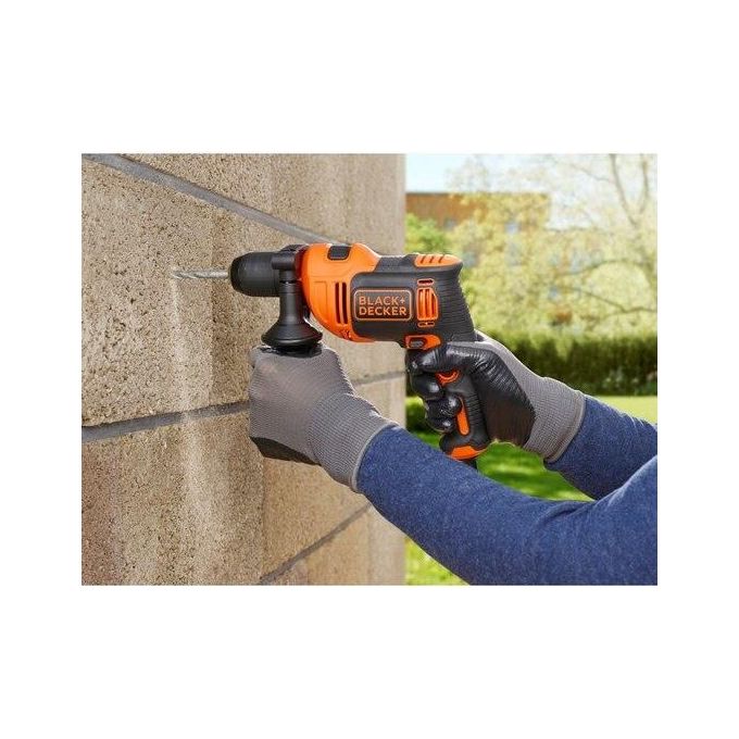 BLACK+DECKER BEH550-QS Trapano a Percussione 550 W Velocita' Variabile Mandrino 13 mm Impugnatura Laterale inclusa colore Nero