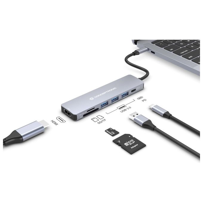 Conceptronic DONN19G Replicatore di Porte e Docking Station per Notebook Cablato Usb 3.2 Gen 1 Type-C Grigio