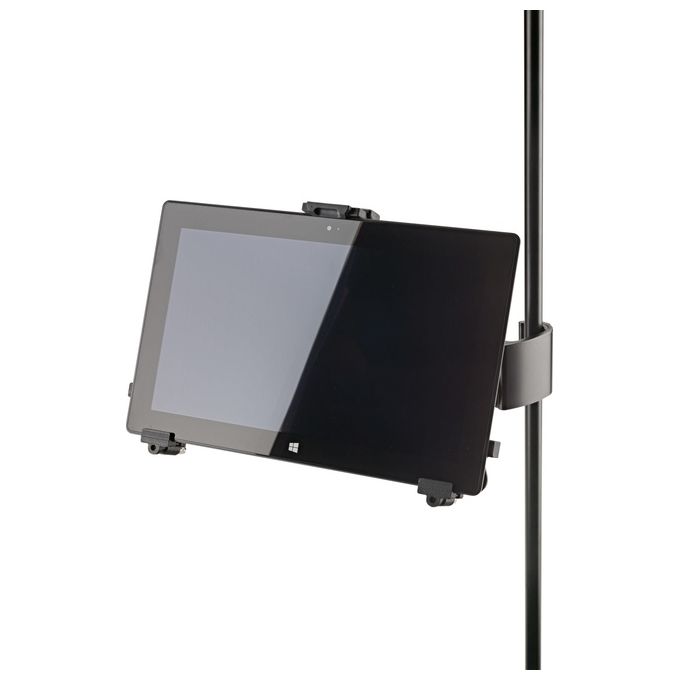 König and Meyer 19791 Supporto Universale per Tablet Regolabile Altezza 222 334 mm Larghezza 128 232 mm Angolo di Rotazione 90° Fissaggio a Tubo fino a 30 mm colore Nero