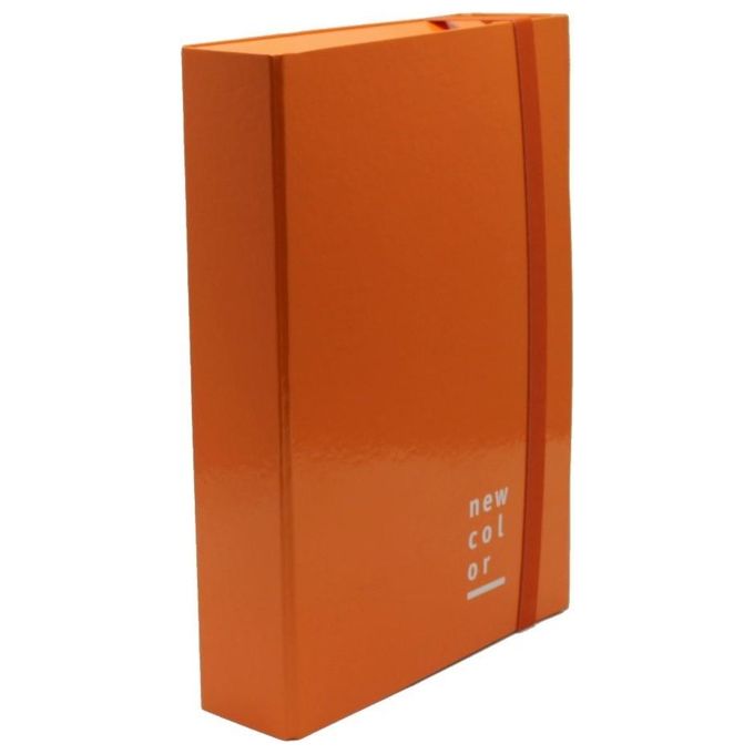 Brefiocart Cartella con Elastico Piatto Dorso 7cm A4 Arancio