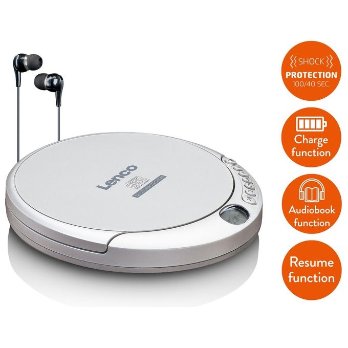 Lenco CD-201 Lettore Cd Portatile Argento