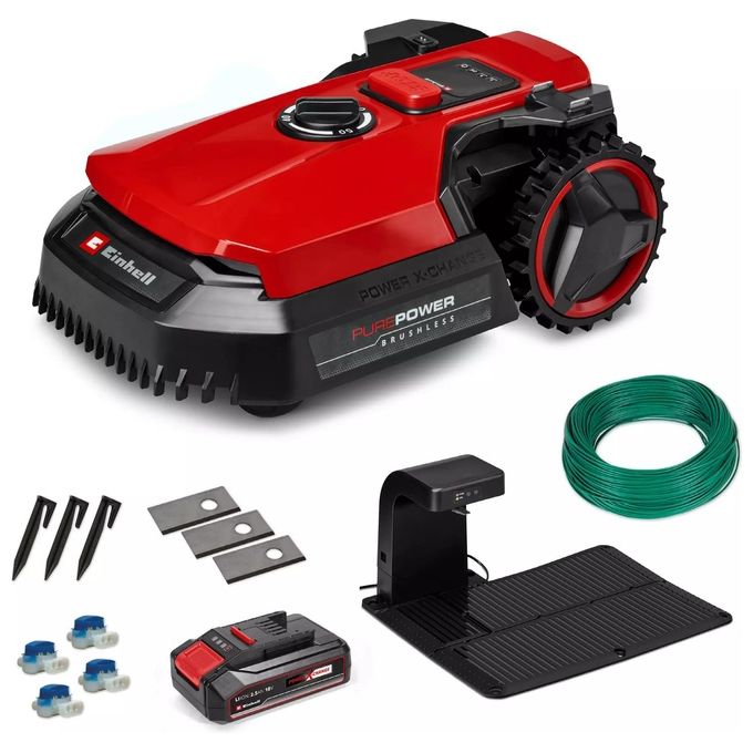 Einhell 3413935 FREELEXO 500 Robot tagliaerba a batteria con motore brushless e batteria Power X-Change 2,5 Ah 500 m² IPX5 Wi-Fi colore Nero