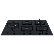 Whirlpool GOA9523NB1 Piano cottura gas 90 cm 5 fuochi da incasso vetro griglie ghisa colore Nero
