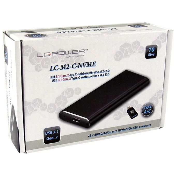 LC-Power LC-M2-C-NVME Contenitore di Unita' di Archiviazione M.2 Alloggiamento SSD Nero