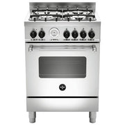 La Germania Americana AMN664EXT Cucina a Gas Piano Cottura Acciaio Inossidabile 4 Fuochi Forno Elettrico Multifunzione 69 Litri Classe Energetica A