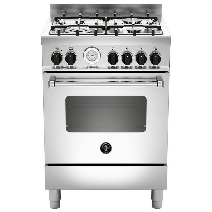 La Germania Americana AMN664EXT Cucina a Gas Piano Cottura Acciaio Inossidabile 4 Fuochi Forno Elettrico Multifunzione 69 Litri Classe Energetica A