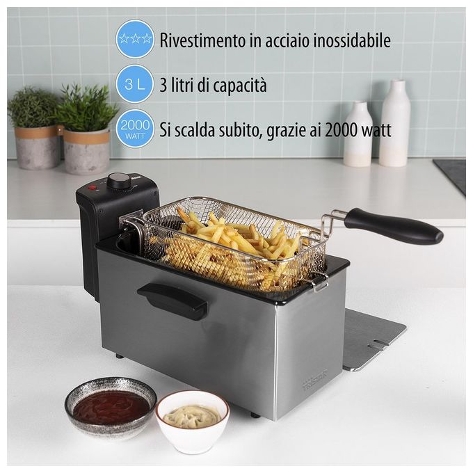Tristar FR-6946 Friggitrice 3 Litri Singolo Nero-Acciaio Inossidabile Indipendente 2000W