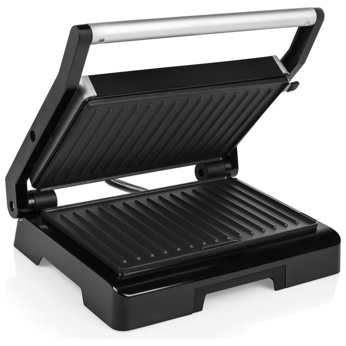 Tristar GR-2854 Bistecchiera Elettrica a Contatto 1000W Rivestimento Antiaderente Coperchio Galleggiante colore Nero
