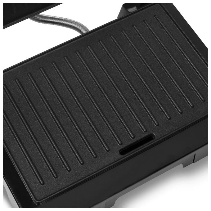 Tristar GR-2854 Bistecchiera Elettrica a Contatto 1000W Rivestimento Antiaderente Coperchio Galleggiante colore Nero