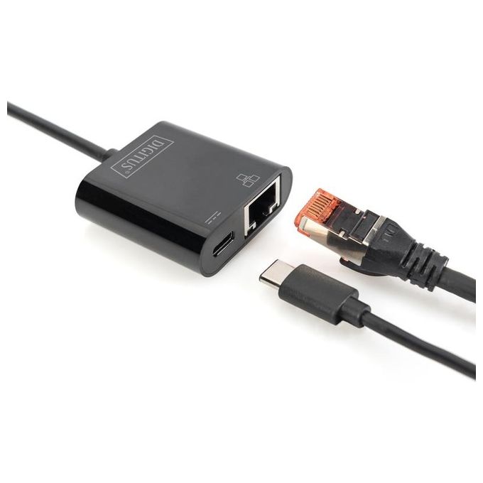 Digitus DN-3027 Adattatore Gigabit Ethernet USB Type-C con supporto Power Delivery colore Nero