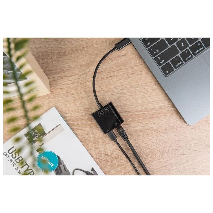 Digitus DN-3027 Adattatore Gigabit Ethernet USB Type-C con supporto Power Delivery colore Nero