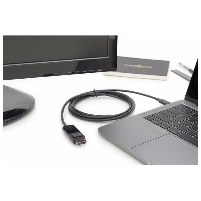 Digitus cavo usb tipo-c - displayport maschio-maschio 2 mt 4k-60hz, 32,4 gb nero