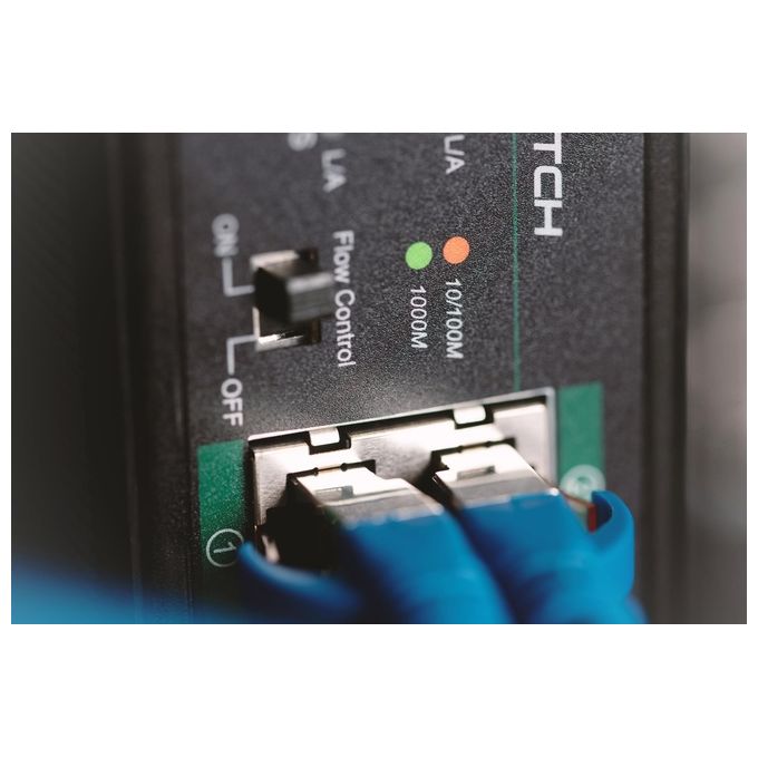 Digitus DN-651110 Switch di rete industriale a 10 porte Gigabit PoE 8x RJ45 2x SFP uplink non gestito montaggio su guida DIN 10-100-1000 Mbit-s colore Nero