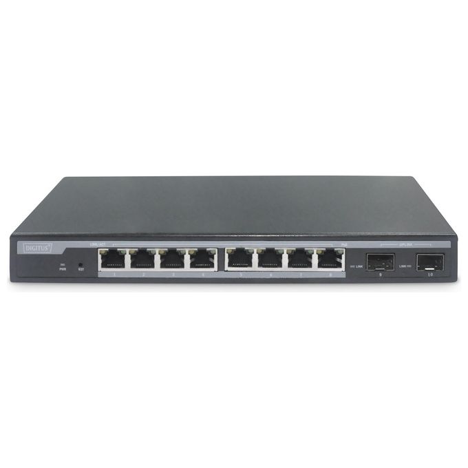 Digitus DN-95344 Switch di Rete L2 Gestito 8 Porte Gigabit PoE+ 2 Porte SFP Budget PoE 86 W colore Nero