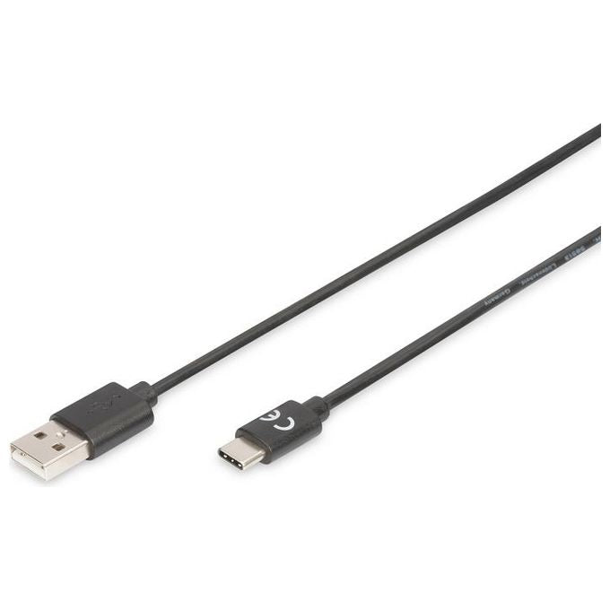 Digitus cavo usb 2.0 tipo-c - a 1 mt, 3a, 480mb colore nero