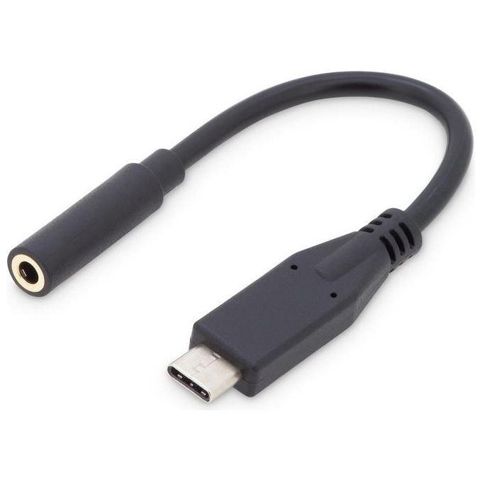 Assmann Adattatore Audio Usb Tipo-C-Jack 3,5mm M-F 0,2mt Nero