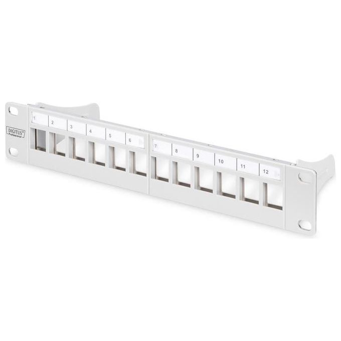 Digitus DN-91419 Pannello Patch Modulare Vuoto Schermato 12 Porte 1U Grigio