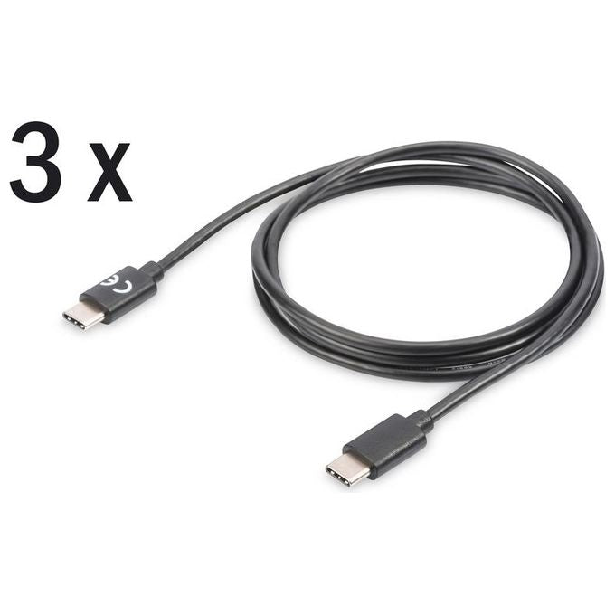 Digitus confezione 3 cavo usb 2.0 tipo-c a micro usb b m-m 1.0 mt 3a nero