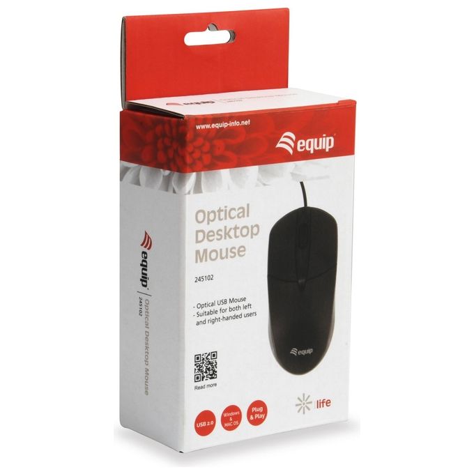 Equip 245102 Mouse Ambidestro Usb Tipo A Ottico 1000 Dpi