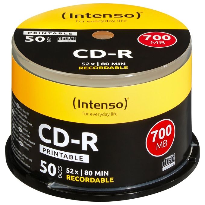 Intenso Cd-R 700Mb 12x Printable Spinner 50 Pezzi