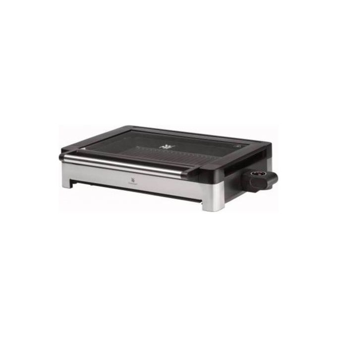 WMF 415430011 Lono Grill elettrico da tavolo con coperchio in vetro Potenza 2200 W Piastra antiaderente Termostato rimovibile colore Nero