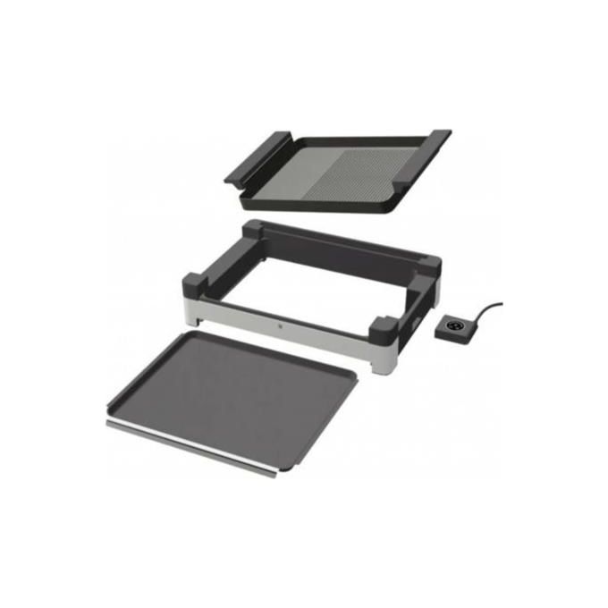 WMF 415430011 Lono Grill elettrico da tavolo con coperchio in vetro Potenza 2200 W Piastra antiaderente Termostato rimovibile colore Nero