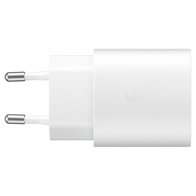 Samsung Caricabatterie Rapido da 25W Porta USB Type-C Bianco + Cavo 1Mt USB Type-C Bianco