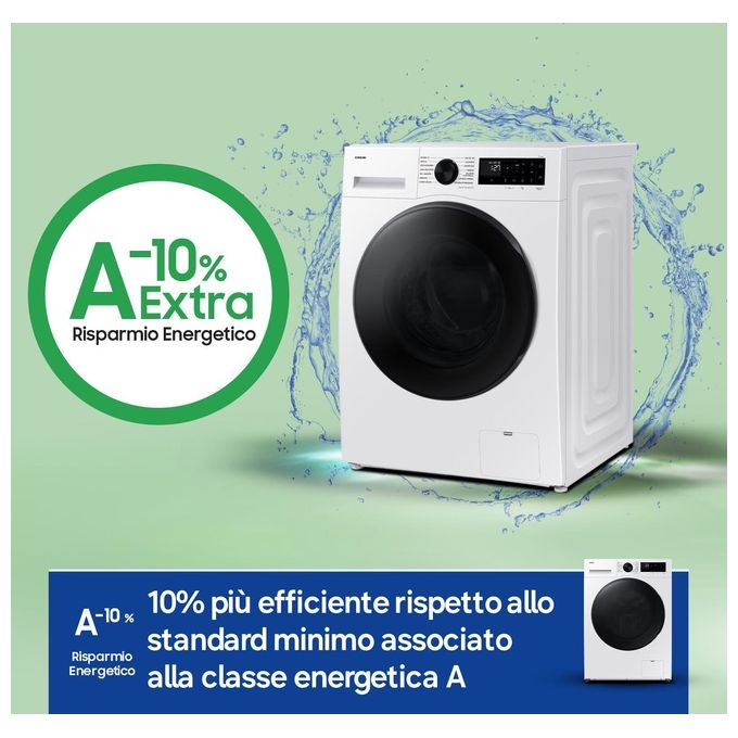 Samsung WD11DG5B15BEET Crystal Clean Lavasciuga Frontale 11-6 Kg 1400 rpm Classe A EcoBubble Vapore Wi-Fi SpaceMax (85x60x60 cm) colore Bianco
