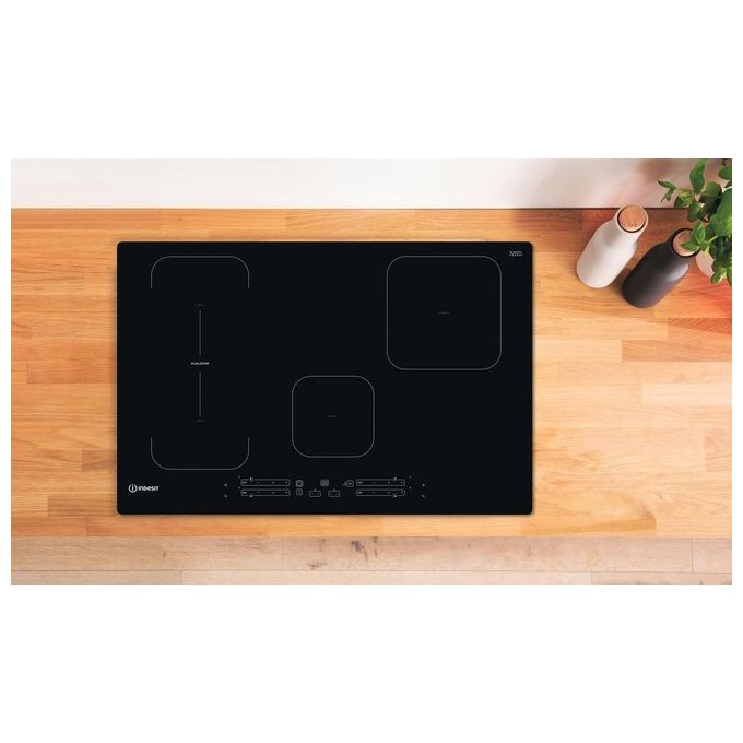 Indesit IB21B77NE Piano cottura a induzione 77 cm 4 zone PushandGo DualZone Touch 7200 W colore Nero