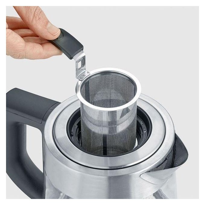 Severin WK 3473 Bollitore per Acqua e Te' 1 L 2200 W con 5 Programmi Preimpostati Temperatura Regolabile da 40°C a 100°C colore Vetro e Acciaio Inox