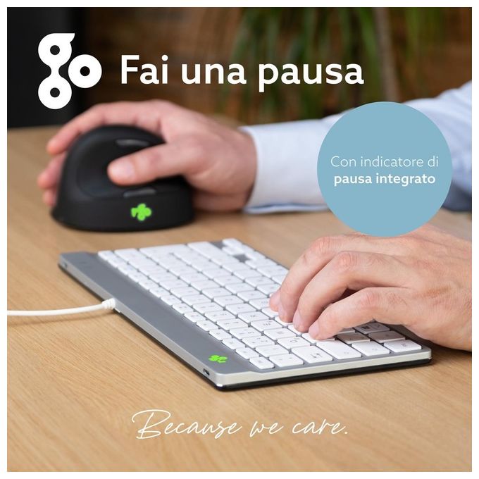 R-Go Tools RGOCOITWDWH Tastiera Ergonomica Compact Break Mini USB QWERTY IT con Software Break colore Bianco