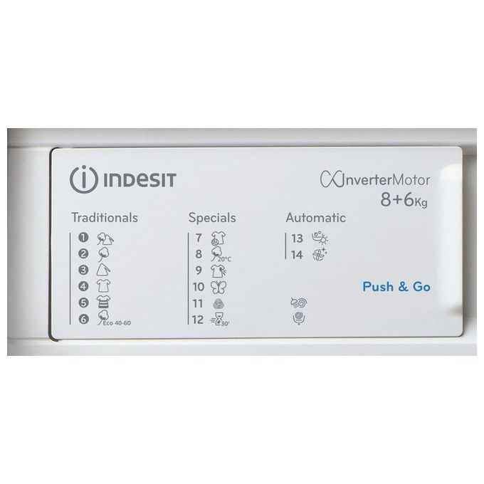 Indesit BIWDIL861485EU Lavasciuga da incasso 8-6 Kg 1400 rpm Classe D Inverter Pannellabile (81,5x59,5x54,5 cm) colore Bianco