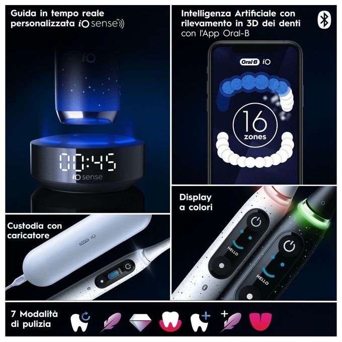 Oral-B 4210201435624 iO 10 Spazzolino elettrico Ricaricabile Tecnologia Magnetica 7 modalita' Timer 2 min autonomia 2 settimane colore Bianco