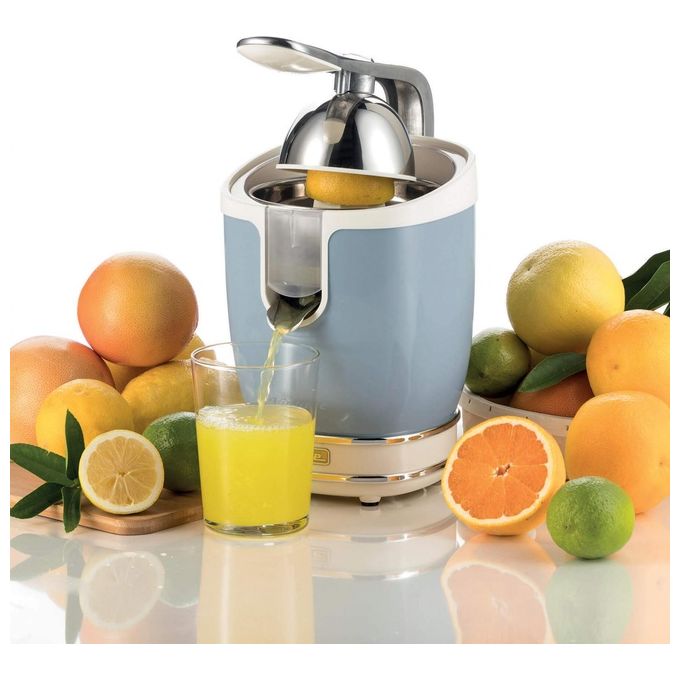 Ariete 413 Vintage Spremiagrumi Elettrico con Leva 85 W Salvagoccia 2 Coni Acciaio Inox colore Celeste