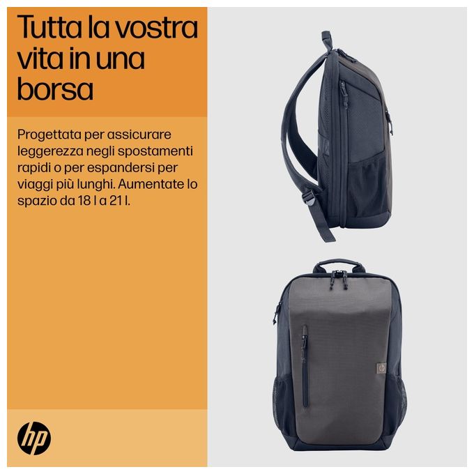 HP 6H2D9AA Travel Zaino per Laptop 15,6'' 18 L Resistente all'Acqua colore Grigio