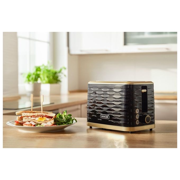 Sencor STS 7501BK Tostapane 2 Fessure 930 W 7 Livelli Doratura Colore Nero Oro