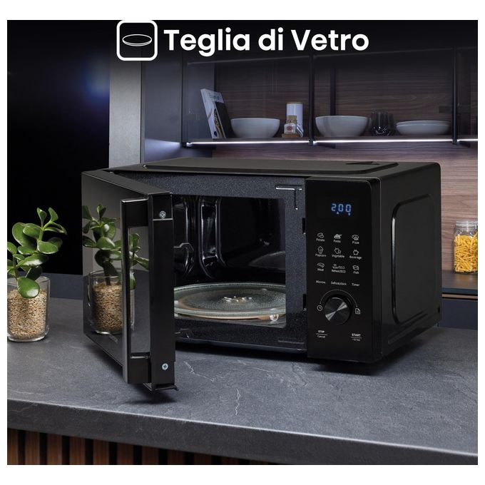 Hisense H20MOBSD1H Forno a Microonde Solo 20 L 700W 9 Programmi Rivestimento Ceramica colore Nero