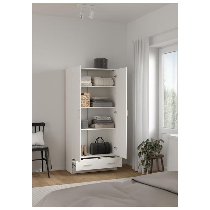 Tvilum 704034949 Space Armadio 2 Ante Battenti 1 Cassetto 3 Ripiani Stile Scandinavo colore Bianco